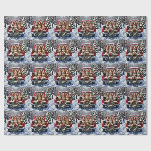 Australian Cattle Dog Christmas Red Truck Holiday Geschenkpapier (Flach)