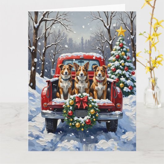 Australian Cattle Dog Christmas Red Truck Holiday Karte (Gelbe Blume)