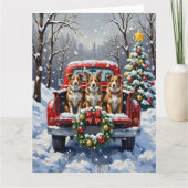 Australian Cattle Dog Christmas Red Truck Holiday Karte (Vorderseite)