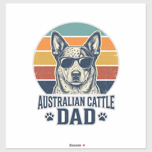 Australian Cattle Dog Dad Vintage Sunset Shirt_1 Aufkleber (Blatt)