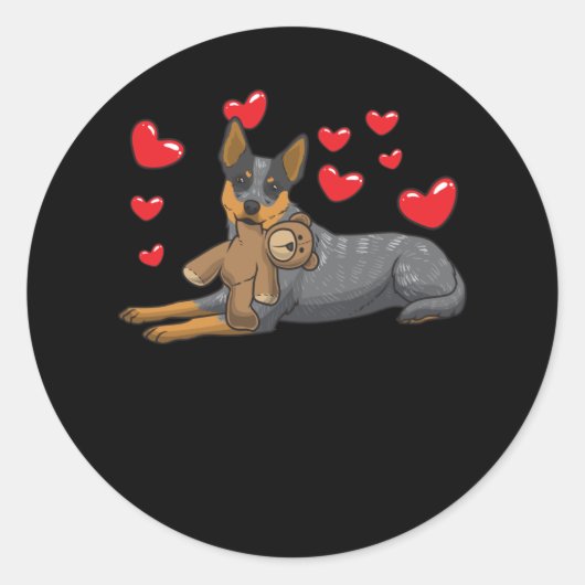 Australian Cattle Dog Dog With Stuffed Animal And Runder Aufkleber (Vorderseite)