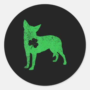 Australian Cattle Dog Irish Clover St Patrick Day Runder Aufkleber