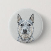 Australian Cattle Dog Painting - Niedliche Origina Button (Vorderseite)