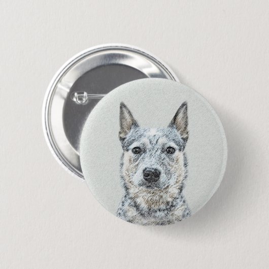 Australian Cattle Dog Painting - Niedliche Origina Button (Vorne & Hinten)
