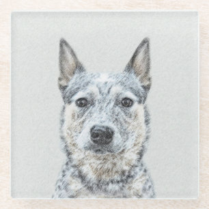 Australian Cattle Dog Painting - Niedliche Origina Glasuntersetzer