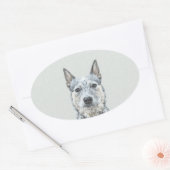Australian Cattle Dog Painting - Niedliche Origina Ovaler Aufkleber (Umschlag)