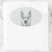Australian Cattle Dog Painting - Niedliche Origina Ovaler Aufkleber (Tasche)