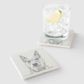 Australian Cattle Dog Painting - Niedliche Origina Steinuntersetzer (Seitenansicht)