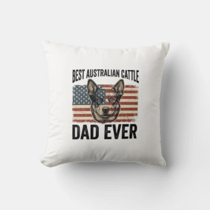 Australian Cattle Dog Papa Patriotic Vintage-Shirt Kissen