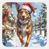 Australian Cattle Dog Red Heeler Christmas Quadratischer Aufkleber (Vorderseite)