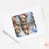 Australian Cattle Dog Red Heeler Christmas Quadratischer Aufkleber (Umschlag)