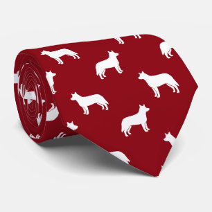 Australian Cattle Dog Silhouettes Pattern Red Krawatte