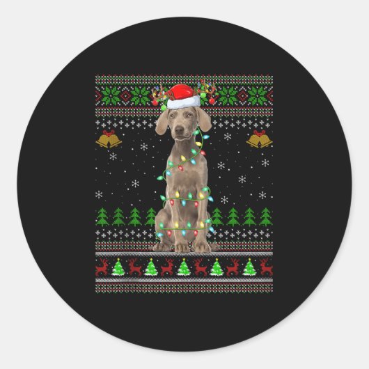 Australian Cattle Dog Ugly Christmas Sweaters Holi Runder Aufkleber (Vorderseite)