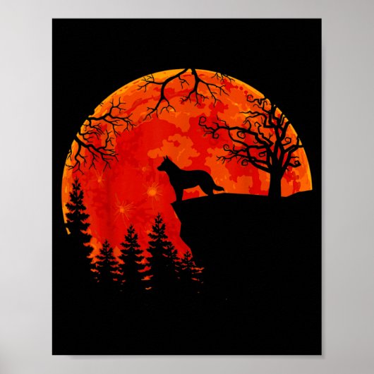 Australian Cattle Dog und Mond Halloween Poster (Vorne)