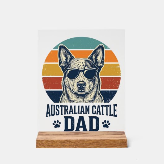 Australian Cattle Dog Vater Vintage Sonnenuntergan Acrylschild (Vorderseite)
