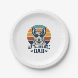 Australian Cattle Dog Vater Vintage Sonnenuntergan Pappteller