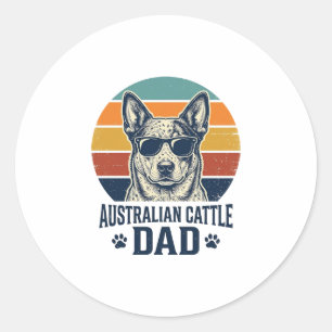 Australian Cattle Dog Vater Vintage Sonnenuntergan Runder Aufkleber