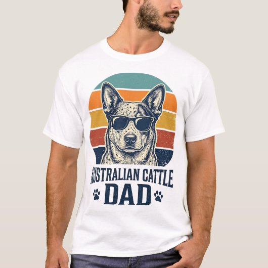 Australian Cattle Dog Vater Vintage Sonnenuntergan T-Shirt (Vorderseite)