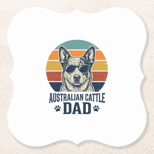 Australian Cattle Dog Vater Vintage Sonnenuntergan Untersetzer (Vorderseite)