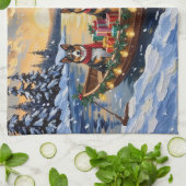 Australian Cattle Dog Weihnachtsboot Urlaub Geschirrtuch (Gefaltet)