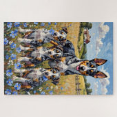 Australian Cattle Dog Wildflower-Feld-Kunst Puzzle (Horizontal)