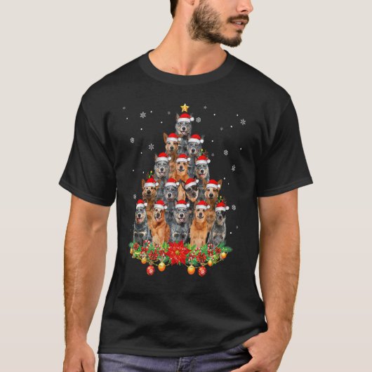 Australian Cattle Dogs Baum Weihnachtspullover Xma T-Shirt (Vorderseite)