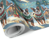 Australian Cattle Dogs Christmas Snow Holiday Geschenkpapier (Rolleneckpunkt)