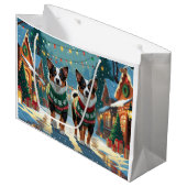 Australian Cattle Dogs Christmas Snow Holiday Große Geschenktüte (Vorderseite Schrägansicht)