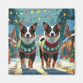 Australian Cattle Dogs Christmas Snow Holiday Magnet (Vorne)