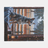 Australian Cattle With Christmas Lights Holiday Fleecedecke (Vorderseite (Horizontal))