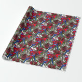 Australian Crimson Rosella und Wildblume Muster Geschenkpapier (Ungerollt)