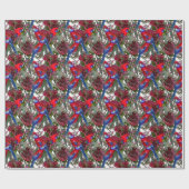 Australian Crimson Rosella und Wildblume Muster Geschenkpapier (Flach)