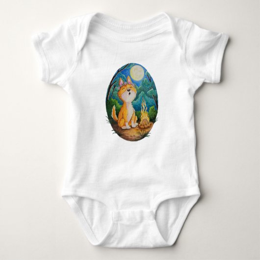 Australian Dingo howling on baby romper playsuit Baby Strampler (Vorderseite)