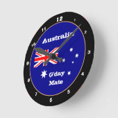 Australian Flag designe & G'day Mate, Australien Runde Wanduhr (Winkel)