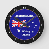 Australian Flag designe & G'day Mate, Australien Runde Wanduhr (Vorderseite)