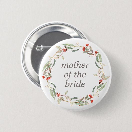 Australian Floral Custom Text Mutter der Bride Button (Vorne & Hinten)