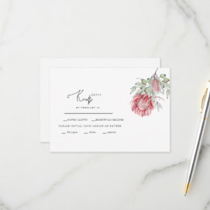 Australian Floral Foliage Wedding RSVP Karte