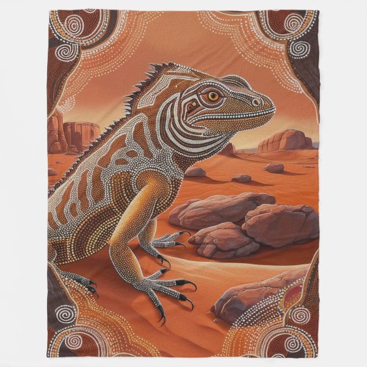 Australian Iguana Lizard Wildlife Scene Fleecedecke (Vorderseite)