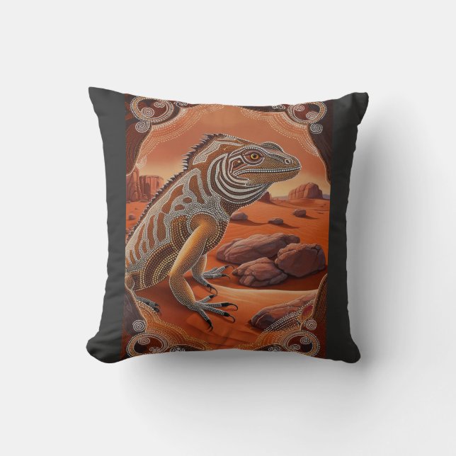 Australian Iguana Lizard Wildlife Scene Kissen (Vorderseite)