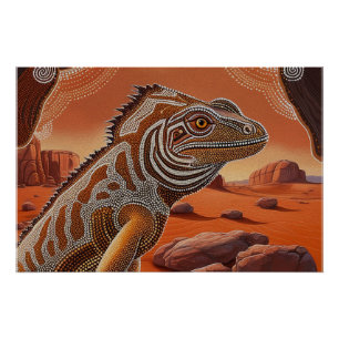 Australian Iguana Lizard Wildlife Scene Poster
