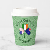 Australian Irish USA Shamrock Personalized Text Pappbecher (Rückseite)