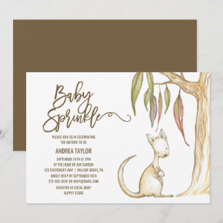 Australian Kangaroo & Joey Neutral Baby Sprinkle Einladung