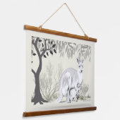 Australian Kangaroo with her baby Joey Wandteppich Mit Holzrahmen (Gewinkelt)