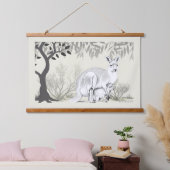 Australian Kangaroo with her baby Joey Wandteppich Mit Holzrahmen (Schlafzimmer)