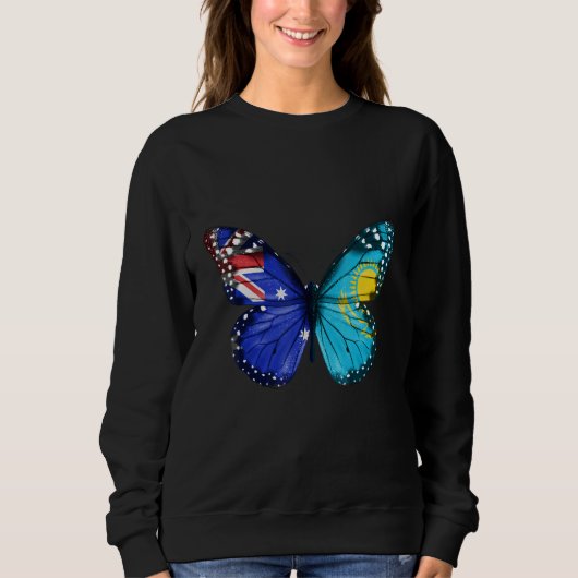 Australian Kazakhstani Flag Butterfly Sweatshirt (Vorderseite)