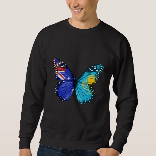 Australian Kazakhstani Flag Butterfly Sweatshirt (Vorderseite)