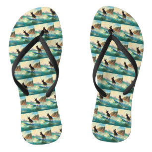 Australian Kelpie Beach Surfing Painting Badesandalen