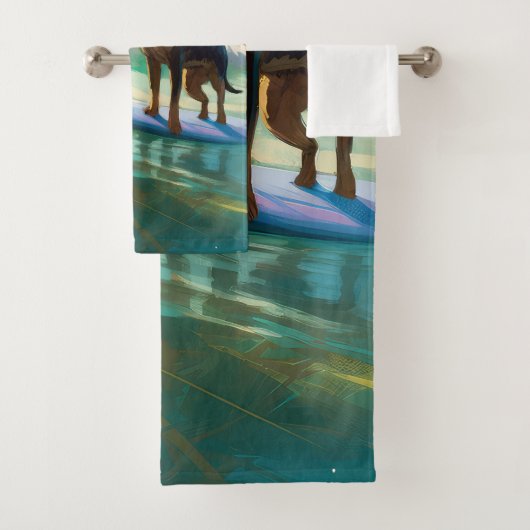 Australian Kelpie Beach Surfing Painting Badhandtuch Set (Insitu)