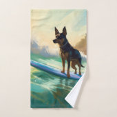 Australian Kelpie Beach Surfing Painting Badhandtuch Set (Handtuch)