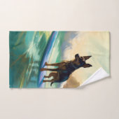 Australian Kelpie Beach Surfing Painting Badhandtuch Set (Handtuch)